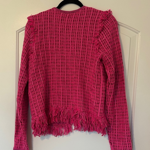 Lilly Pulitzer Pink Tweed-like Fringe Cardigan - Picture 4 of 4